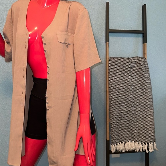 Women's Beige Button Down Shirt - Picture 9 of 9